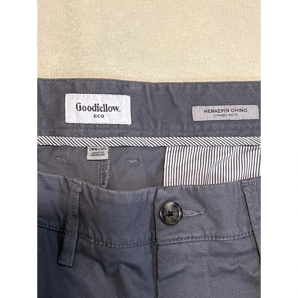 Goodfellow & Co Hennepin Chino Pants Mens Gray Straight Slim Fit Casual Stretch
